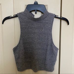 Cropped Turtleneck Grey Top